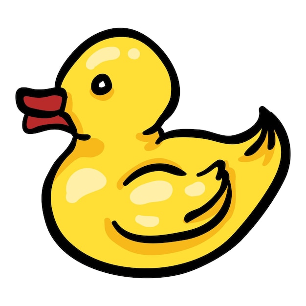 Icono de Doodle dibujado a mano del Pato Amarillo