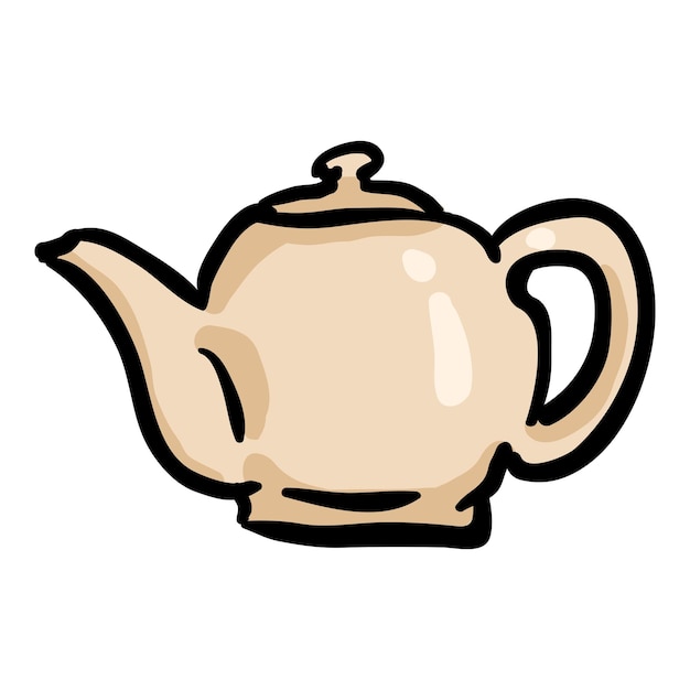 Icono de doodle dibujado a mano de la tetera