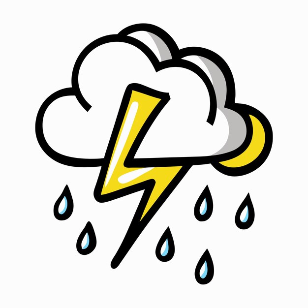 El icono de Doodle dibujado a mano de la tormenta de trueno aislado en fondo blanco 20