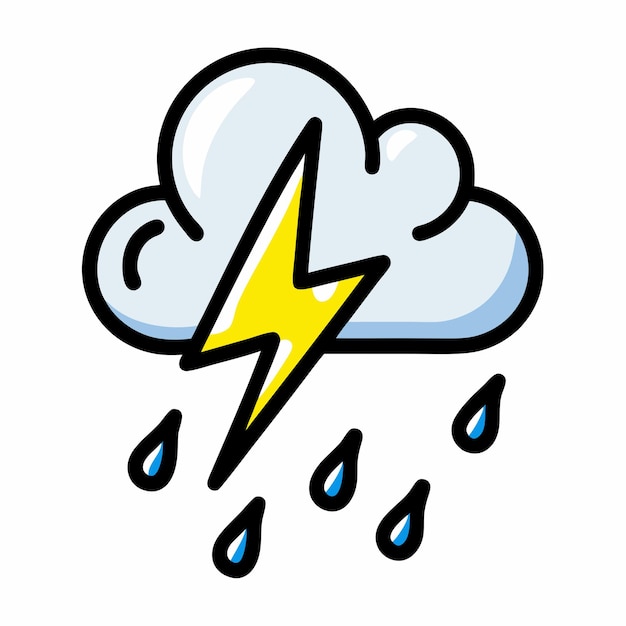 El icono de Doodle dibujado a mano de la tormenta de trueno aislado en fondo blanco 9