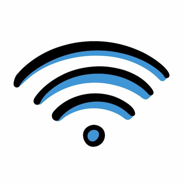 Icono de Doodle dibujado a mano Wifi en un fondo blanco aislado 12