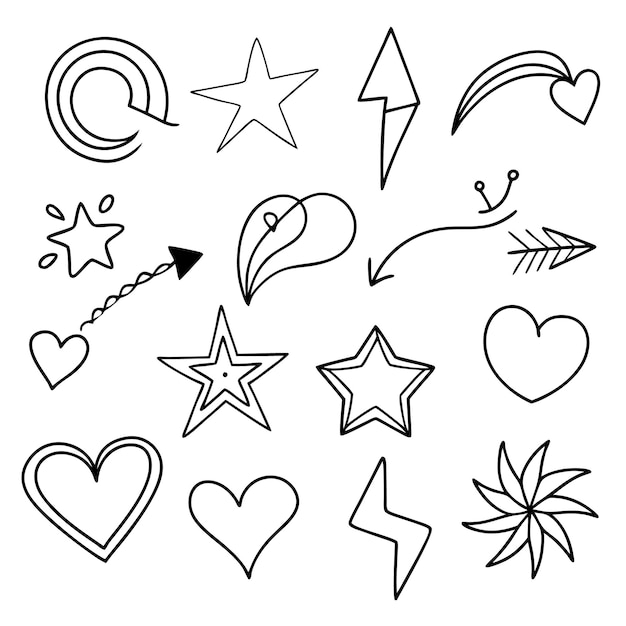 El icono de Doodle establece un paquete de vectores de dirección gracioso