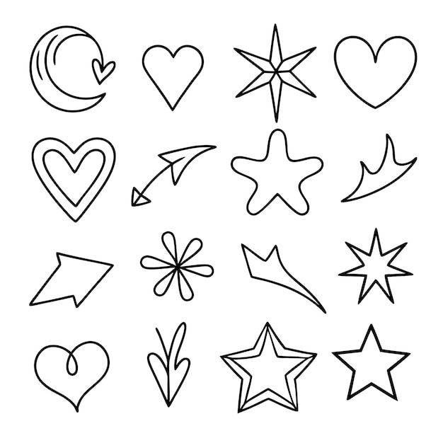 El icono de Doodle establece un paquete de vectores de dirección gracioso