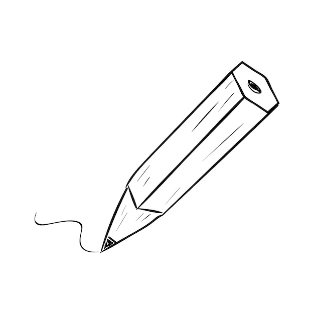 Icono de doodle de lápiz dibujado a mano. Boceto negro dibujado a mano. Signo de símbolo de dibujos animados. Elemento de decoración. Fondo blanco. Aislado. Diseño plano. Ilustración vectorial.