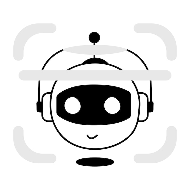 Icono de doodle de moda del robot ai