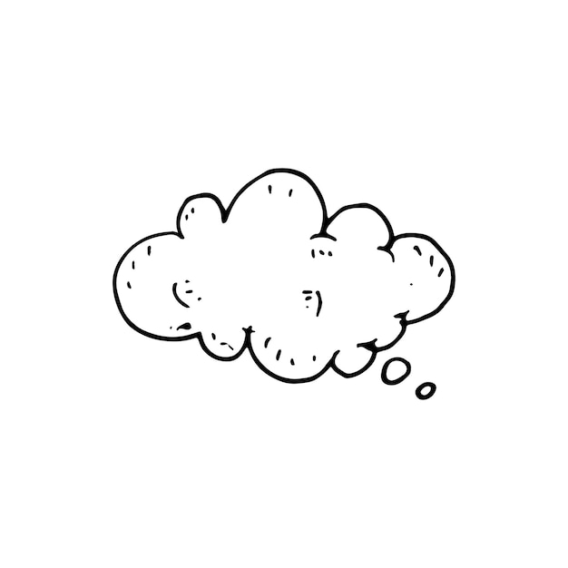 Icono de doodle de nube handdrawn. boceto negro dibujado a mano. símbolo de signo. elemento de decoración. fondo blanco. aislado. diseño plano. ilustración vectorial.