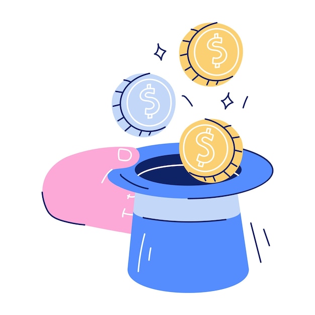 Vector icono del doodle del paquete de finanzas