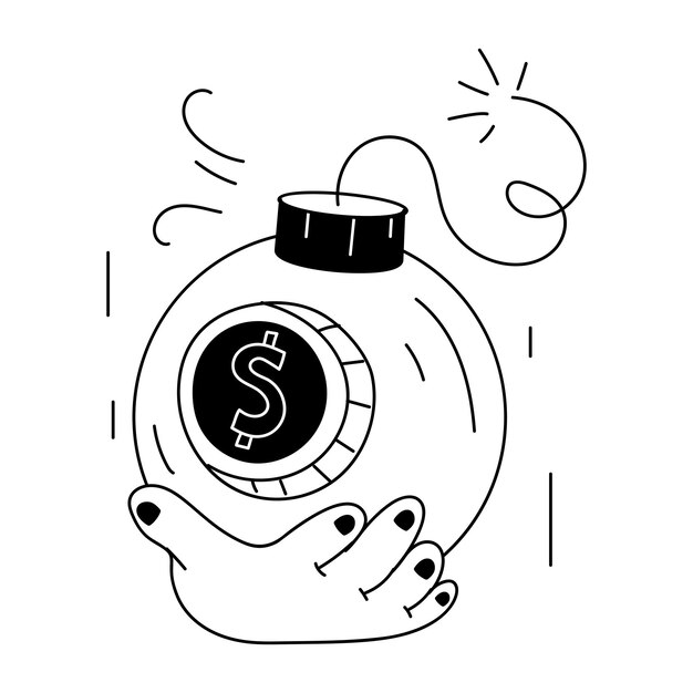 Icono del Doodle del paquete de pagos e inversiones