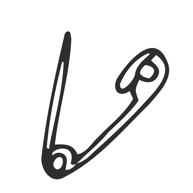 Icono de doodle de pin dibujado a mano Boceto negro dibujado a mano Símbolo de signo Elemento de decoración Blanco