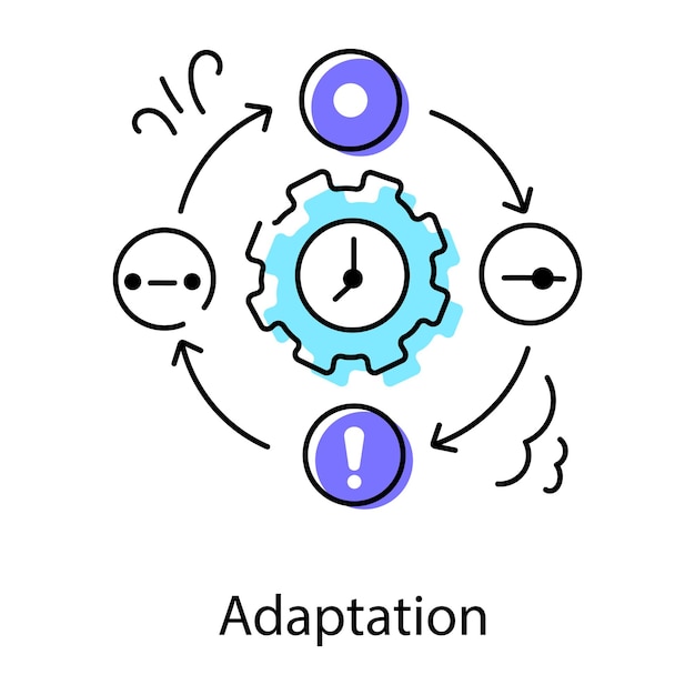 Vector icono de doodle que representa los procesos de trabajo