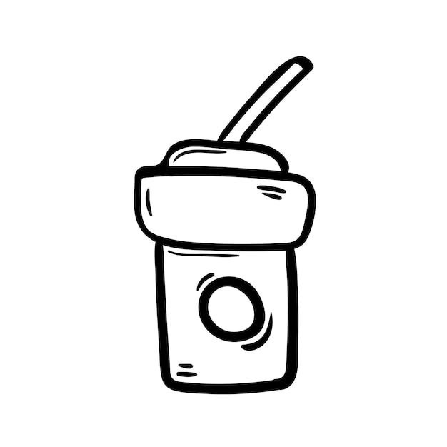 Icono de doodle de taza dibujada a mano. Boceto negro dibujado a mano. Símbolo de signo. Elemento de decoración. Fondo blanco. Aislado. Diseño plano. Ilustración de dibujos animados de vector.