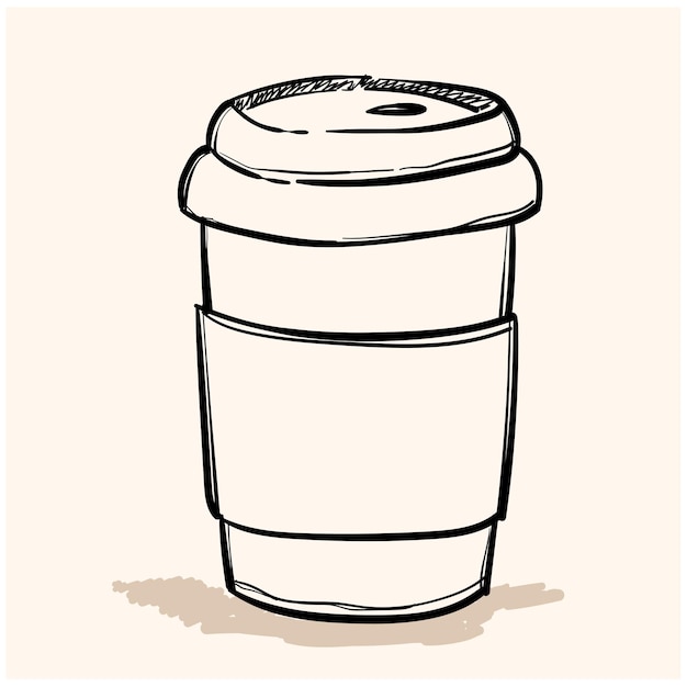 Icono de Doodle tomar una ilustración de vector de taza de café