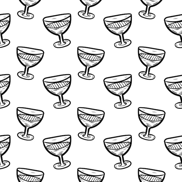Icono de doodle de vidrio handdrawn de patrones sin fisuras. Boceto negro dibujado a mano. Símbolo de signo. Elemento de decoración. Fondo blanco. Aislado. Diseño plano. Ilustración vectorial.