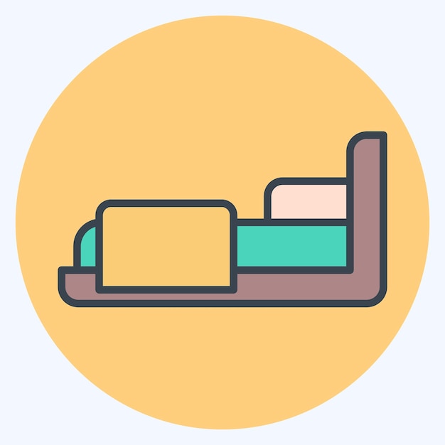 Icono Dormitorio relacionado con el hotel Símbolo de servicio Estilo de color mate Ilustración de diseño simple