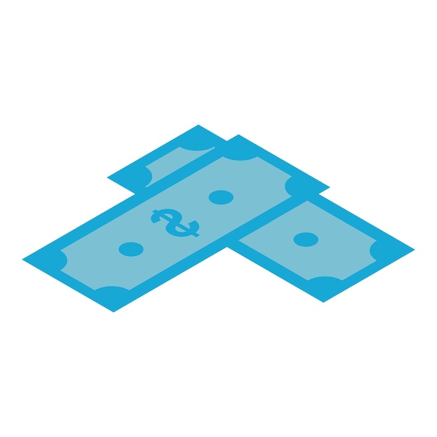 Icono de dos billetes azules Isométrico de dos billetes azules icono vectorial para diseño web aislado sobre fondo blanco