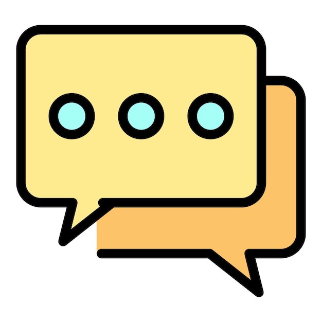 El icono de dos burbujas de chat es un contorno de dos burbullas de chat y el icono vectorial es un color plano aislado.