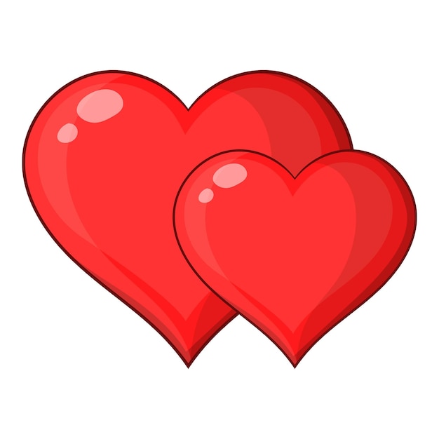Icono de dos corazones rojos Ilustración de dibujos animados de dos corazóns rojos Icono vectorial para diseño web