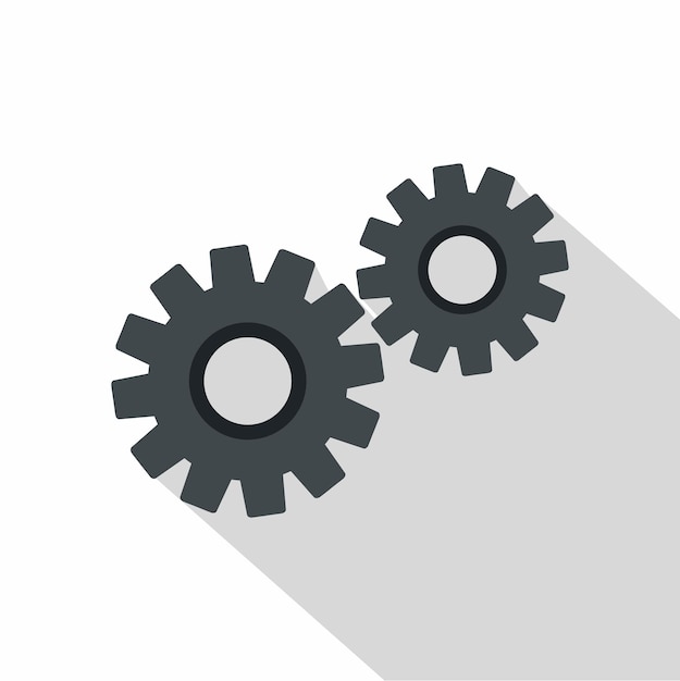 Icono de dos engranajes Ilustración plana del icono de vector de dos engranajes para web