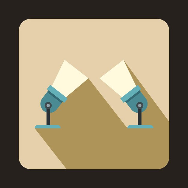 Icono de dos focos en estilo plano sobre un fondo beige