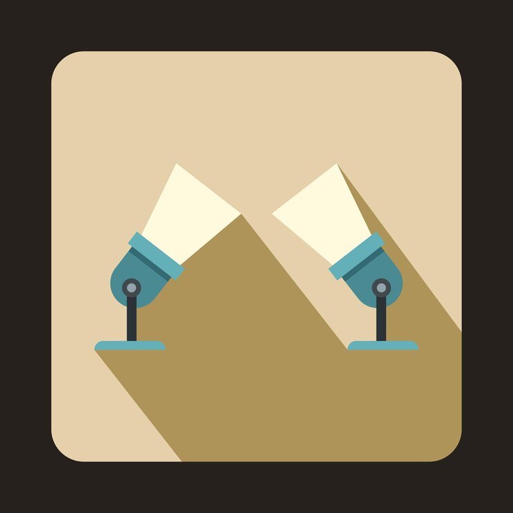 Vector icono de dos focos en estilo plano sobre un fondo beige
