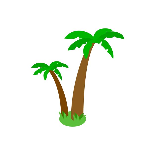 Icono de dos palmeras en estilo isométrico 3d aislado en fondo blanco