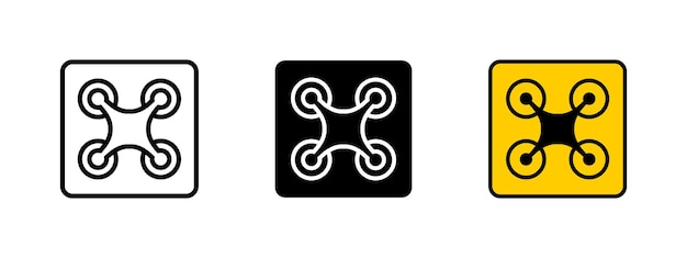 Icono de dron Cuadricóptero elegante con cuatro hélices Ilustración vectorial Símbolo de dispositivo aéreo remoto Signo de tecnología de UAV moderno Fotografía aérea y pictograma robótico