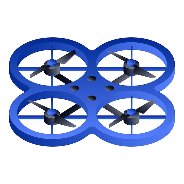 Icono de drone azul Isométrico del icono de vector de drone azul para diseño web aislado sobre fondo blanco