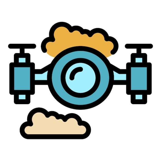 Icono de drone moderno vector de contorno Air city Control video color plano