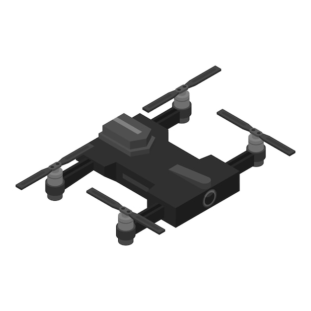 Icono de drone negro Isométrico del icono de vector de drone negro para diseño web aislado sobre fondo blanco