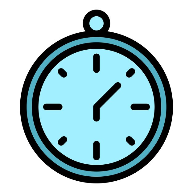 Icono de duración del cronómetro vector de contorno Temporizador de hora Fecha color general plano