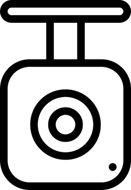 Vector icono de dvr para coche, cámara de salpicadero, cámara de salpicadero, grabación de vídeo, eventos importantes