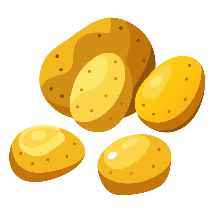 Vector icono e ilustración de patatas frescas con vectores de patatas y verduras saludables
