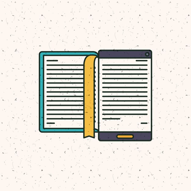 Icono de Ebook y teléfono inteligente