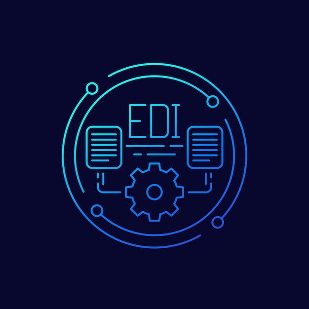 Icono EDI Diseño lineal de intercambio electrónico de datos