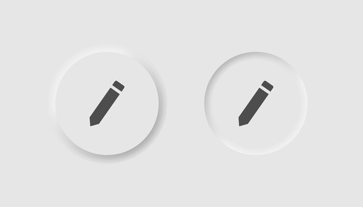 Vector icono de edición en estilo de neumorfismo iconos para la interfaz de usuario blanca empresarial ux agregar símbolo de publicación lápiz escribir tomando notas dibujo a mano estilo neumórfico ilustración vectorial