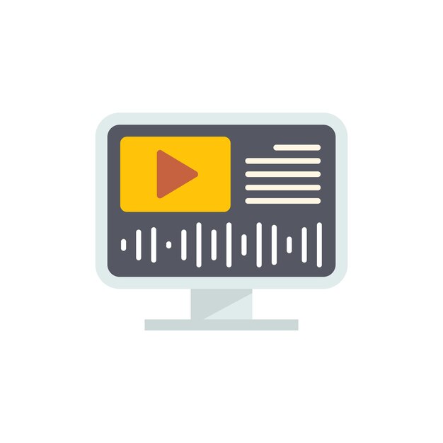 Icono de edición de PC vector plano Montaje de película Sonido de animación aislado