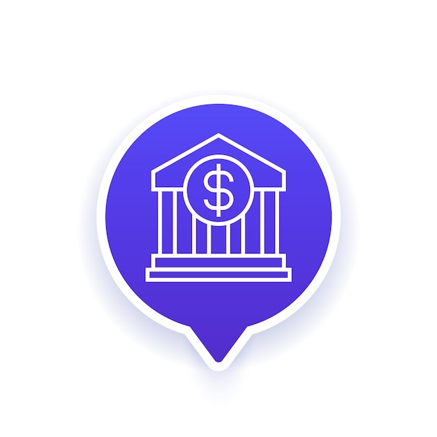 icono de edificio bancario en diseño de línea