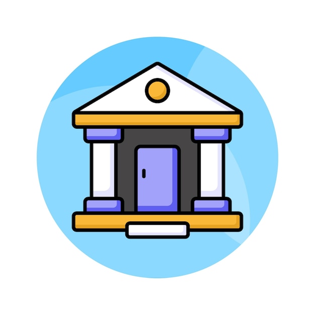 Un icono de edificio bancario en estilo moderno fácil de usar diseño vectorial premium