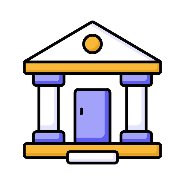 Un icono de edificio bancario en estilo moderno fácil de usar diseño vectorial premium