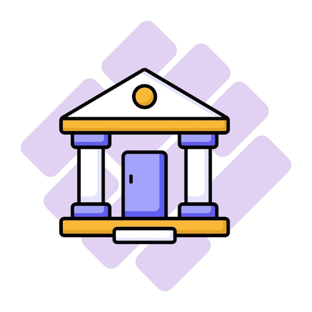 Un icono de edificio bancario en estilo moderno fácil de usar diseño vectorial premium