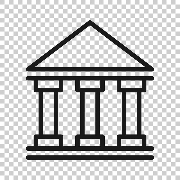 Icono del edificio del banco en estilo plano Ilustración vectorial de arquitectura gubernamental en fondo blanco Concepto comercial exterior del museo