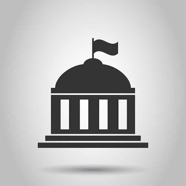 Icono del edificio del banco en estilo plano Ilustración vectorial de arquitectura gubernamental en fondo blanco Concepto comercial exterior del museo