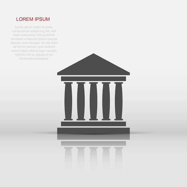 Icono de edificio de banco de vector en estilo plano Pictograma de ilustración de signo de museo Concepto de negocio de edificio