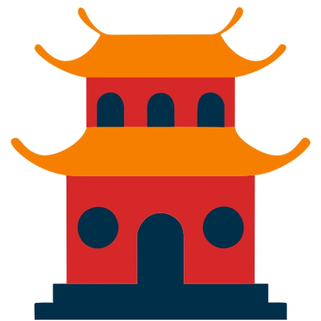 icono de edificio chino icono de formas de colores