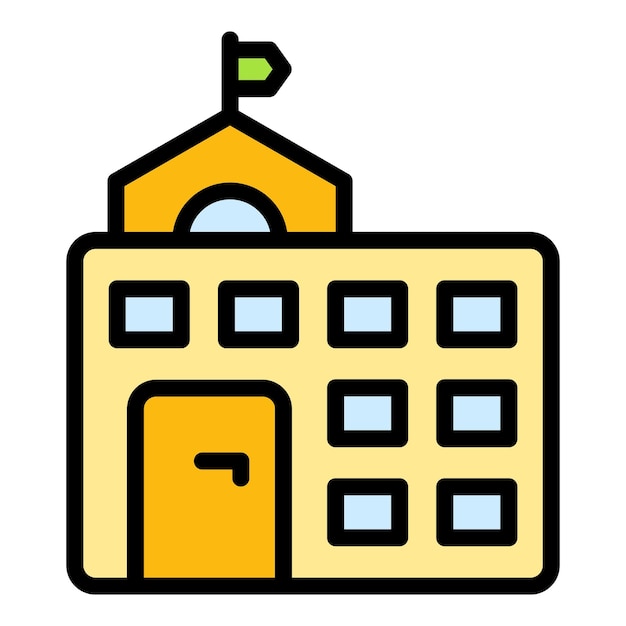 Icono de edificio escolar Esquema Icono de vector de edificio escolar para diseño web aislado en color plano de fondo blanco