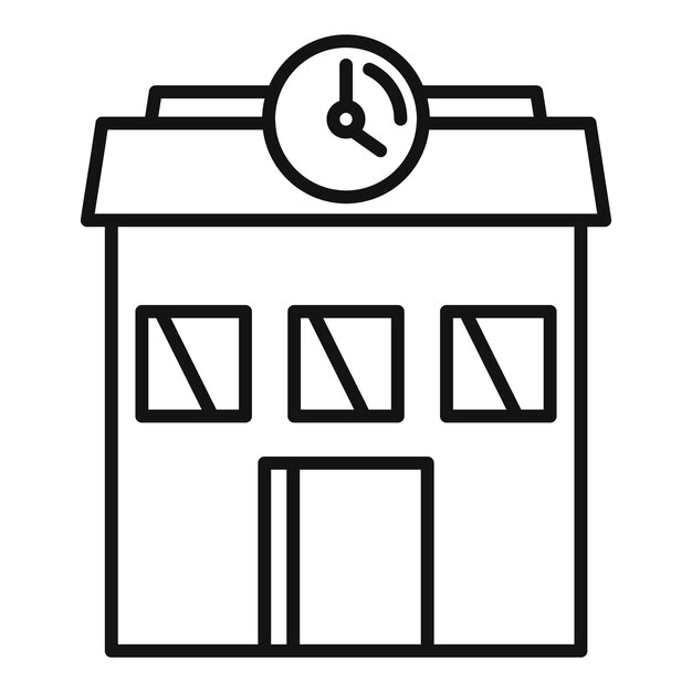 Icono de edificio escolar Icono de vector de edificio escolar de esquema para diseño web aislado sobre fondo blanco