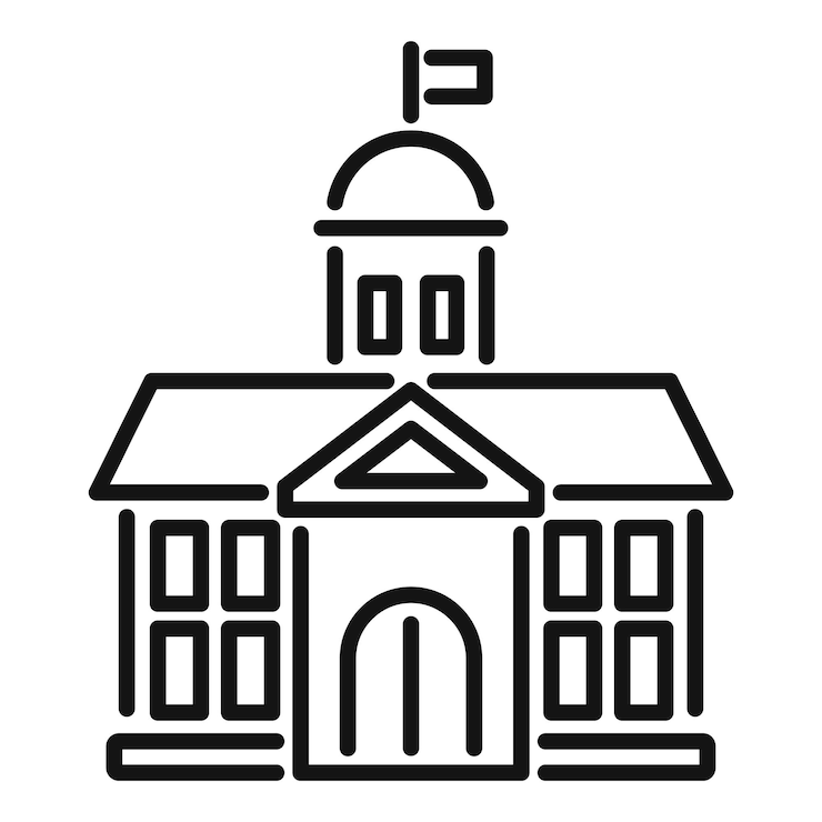 Vector icono de edificio de escuela de clase vector de contorno vida de estudio formación de diploma