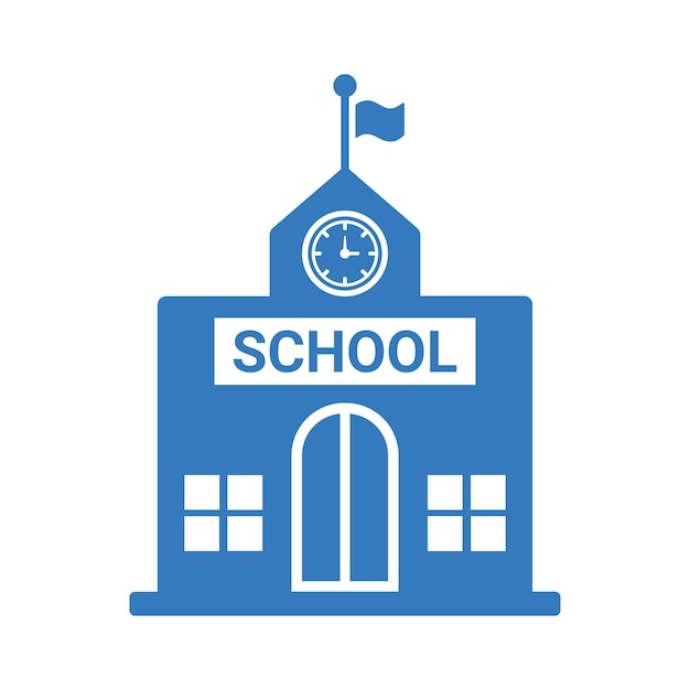 Vector icono del edificio de la escuela diseño de color azul