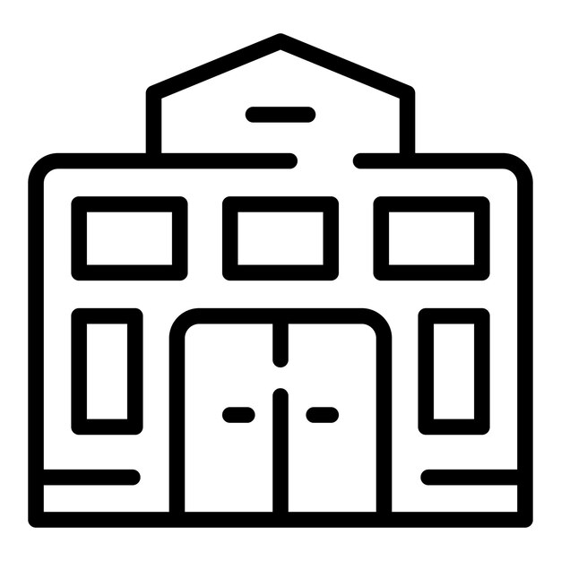 Icono de edificio de escuela universitaria Esquema de icono de vector de edificio de escuela universitaria para diseño web aislado sobre fondo blanco