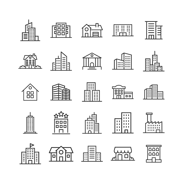 Icono de edificio en estilo plano Ilustración de vector de apartamento de rascacielos de ciudad sobre fondo blanco aislado Concepto de negocio de torre de ciudad